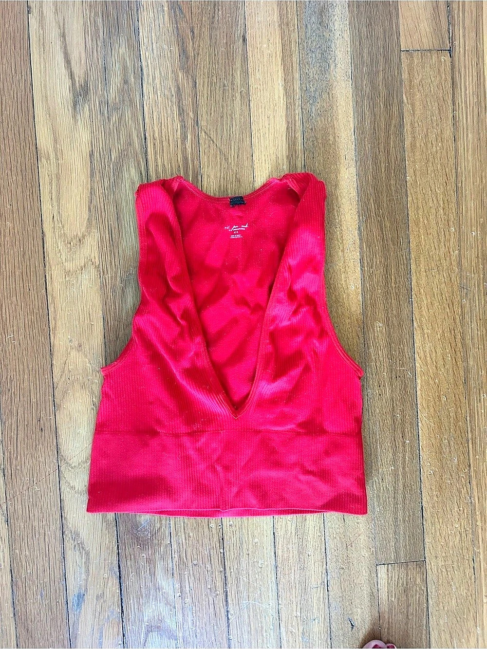 Free People Out From Under Seamless Plunge Cropped Tank Top Pink